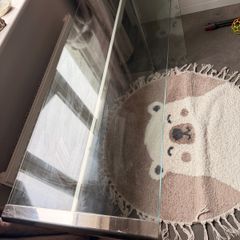 Glass Table with Silver Hardware