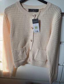 Cream cardigan with gold buttoms