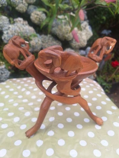 Vintage African Wooden Tripod Bowl