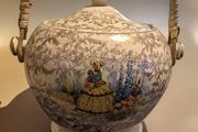 Vintage 1930s Sadler Crinoline Lady Biscuit Barrel Gold Chintz Mint Condition