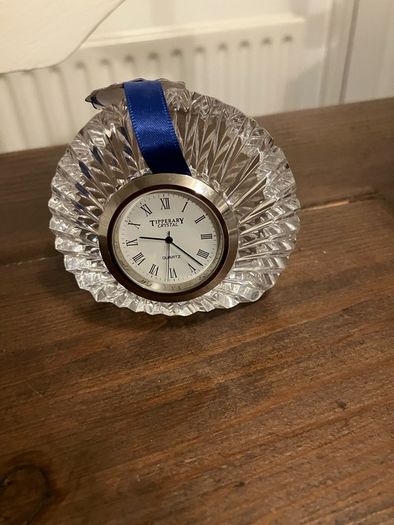 Tipperary Crystal vintage unused desk clock