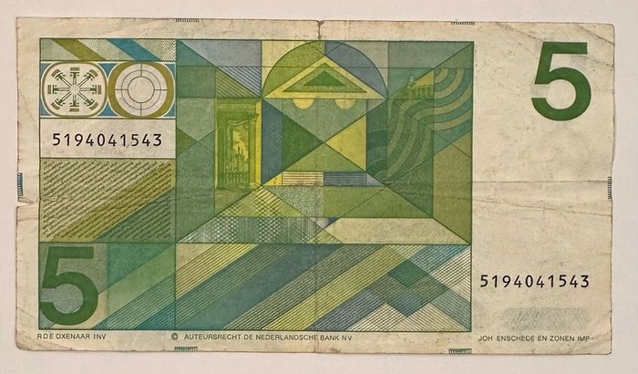Netherlands 5 Gulden 1973 Banknote