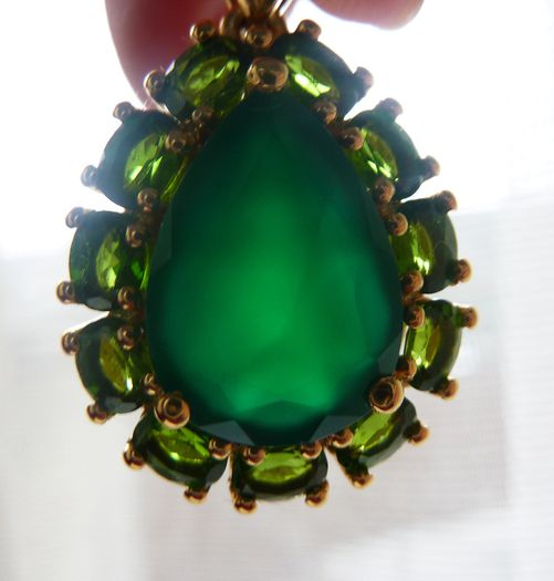 Sterling silver, 14k gold plated, green onyx & diopside pendant & necklace