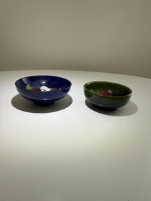 Pair of Vintage Moorcroft Pottery Pin Dishes (Hibiscus and Clematis)