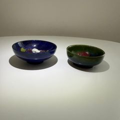 Pair of Vintage Moorcroft Pottery Pin Dishes (Hibiscus and Clematis)