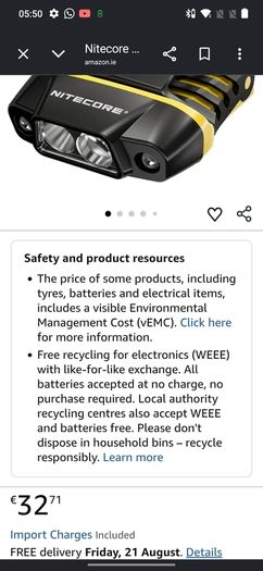 Nitecore NU11 Cap Light, intelligent LED torch for caps, 150 lumens