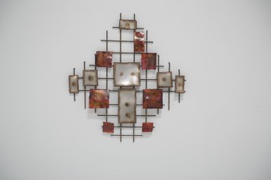 Vintage Brutalist Wall Sculpture in Torch-Cut Metal