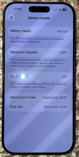 iPhone 17 Pro 256GB  Deep Blue  100Pct Battery  Apple Warranty Until 31 October  EUR1049