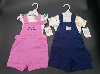 Stylish Baby Tshirt And Dungaree Set Blue Or Pink Sizes 6 Months-2 Years
