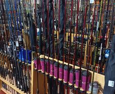 Fishing bait rods lines reels waders lures feeds jackets rod holders and other fishing gear