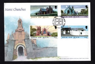 1999 Isle of Man Christmas Churches Commemorative Stamps Addressed First Day Cover (FDC).