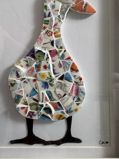Handmade Framed Duck Pique Assiette Mosaic