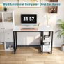 Computer Desk with 2-Tier Shelves 100cm Small Home Office Large Storage Space Sturdy Modern Gaming for Bedroom Study Writing Laptop Table White Image 7