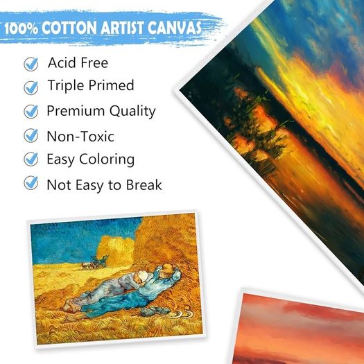 Painting 20X25cm, 10 Packs Gesso Primed Painting Canvas 100% Cotton Acid-Free Blank Canvases for Art, Acrylic Paint, Oil Paint, Watercolor Paint