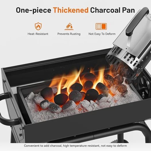 GRILL 23 Inch Charcoal BBQ 469 Sq In, Pentagonal Barbecue Grill with Viewing Window Furnace Coverand Thickened Chrome-plated Grill, Suit for Garden, Shed, Patio