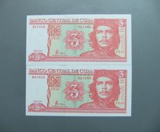 Cuba Ernesto Guevara 3 Pesos UNC In Sequence