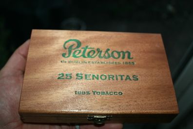 Vintage Peterson WOOD CIGAR BOX 6,5" x 4,5