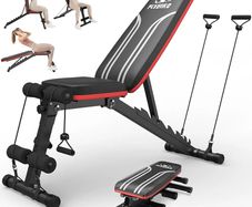 Adjustable Bench, Utility Weight Bench with 8 Position Adjustable Backrest/3 Position Adjustable Footrest, 318 kg Weight Capacity, Foldable Workout Bench with 90 Angle for Home Gym