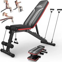 Adjustable Bench, Utility Weight Bench with 8 Position Adjustable Backrest/3 Position Adjustable Footrest, 318 kg Weight Capacity, Foldable Workout Bench with 90 Angle for Home Gym