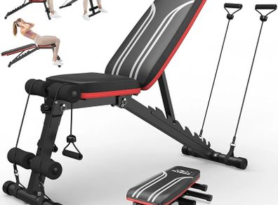 Adjustable Bench, Utility Weight Bench with 8 Position Adjustable Backrest/3 Position Adjustable Footrest, 318 kg Weight Capacity, Foldable Workout Bench with 90 Angle for Home Gym