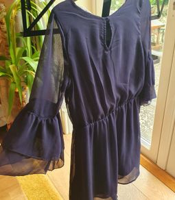 Lovely Girls Navy Chiffon H&M Dress Age 11 Yrs
