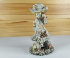 Vintage Girl With Phone Figurine Hand Painted