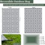 Outdoor Rug for Patios Waterproof 120x180cm, Reversible Garden Rugs Geometric Anti-slip Mat Carpet, UV Resistant Indoor Area Rugs for Camping, Deck, Picnic, Backyard (Grey & White) Image 2
