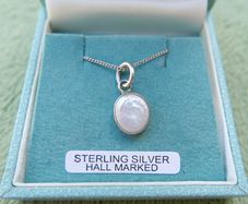925 Sterling Silver Necklace with Real Freshwater Pearl Pendant length18,5" - 3g