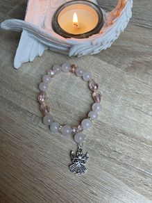 Handmade Beautiful Rose Quartz Crystal Guardian Angel bracelet