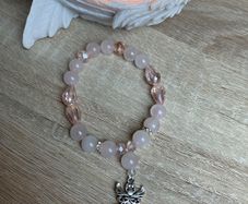 Handmade Beautiful Rose Quartz Crystal Guardian Angel bracelet