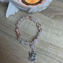 Handmade Beautiful Rose Quartz Crystal Guardian Angel bracelet