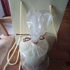 New. 3 items.  Dunnes stores. 110 hour burn candle. Frosted stand. Gift bag.