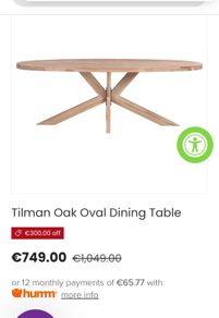 Tilman Oak Oval Dining Table