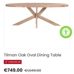 Tilman Oak Oval Dining Table