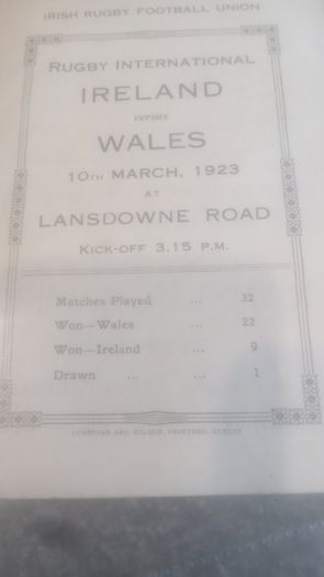 Rare Irish Rugby Programmes