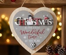 "Christmas Is The Most Wonderful Time Of The Year" Snowman Heart Plaque