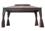 Double 3x4 m-Top Gazebo Marquee W/Sidewalls-Coffee