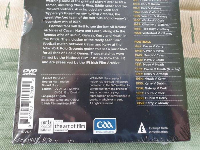 GAA Gold 2 Disc DVD All Ireland Hurling and Football Highlights 1947 to 1959