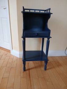 Midnight Blue Upcycled Vintage Hall Stand with Drawer & Gallery Rail