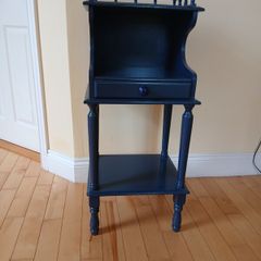 Midnight Blue Upcycled Vintage Hall Stand with Drawer & Gallery Rail