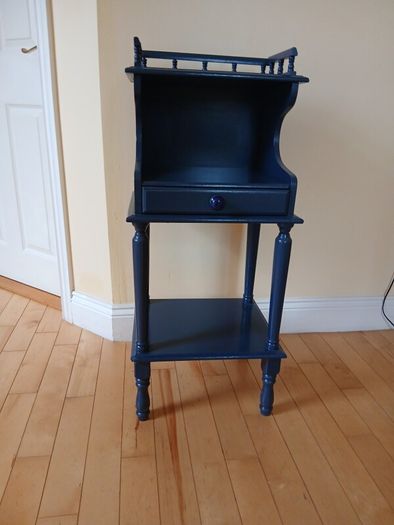 Midnight Blue Upcycled Vintage Hall Stand with Drawer & Gallery Rail