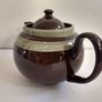 Fabulous Mid-Large Brown Betty Teapot, by Alcock, Lindley and Bloore, With Mint Green Mottled Stripes, Holds One Litre/ 1.75 Pints Image 2