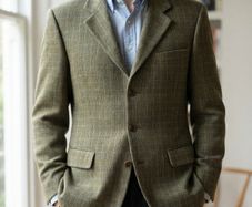 Vintage Magee Soft Line Pure New Wool Tweed Blazer Jacket Olive Green