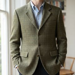 Vintage Magee Soft Line Pure New Wool Tweed Blazer Jacket Olive Green