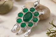 Green Crystals stuffed Turtle shaped Brooch for Men and Women