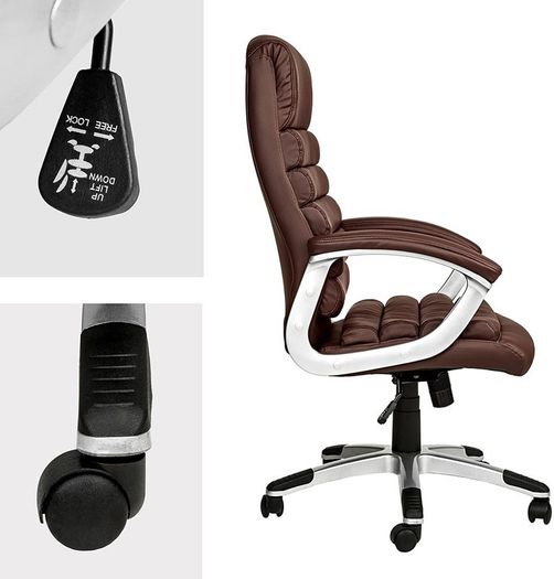 Executive Office Chair Swivel Chair With Padded Armrests Brown Nationwide Delivery