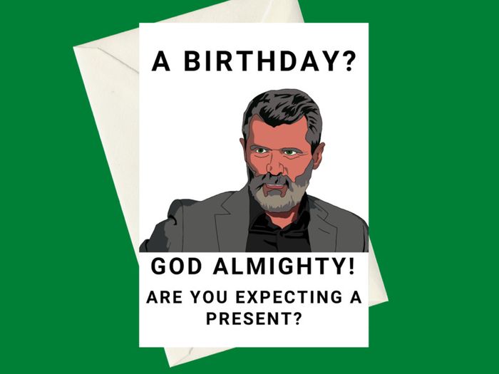 Customisable Manchester United Roy Keane Sky Sports Pundit Novelty Birthday A5 Card, Perfect for gifts, occasions, or funny card for Football Fans