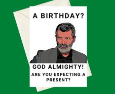 Customisable Manchester United Roy Keane Sky Sports Pundit Novelty Birthday A5 Card, Perfect for gifts, occasions, or funny card for Football Fans