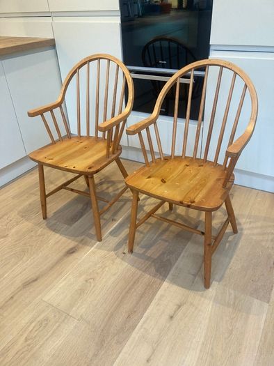 Vintage Chairs x 2 - Windsor-style - Carver Armchairs