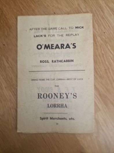 1975 North Tipperary Senior Hurling Final Match Programme
